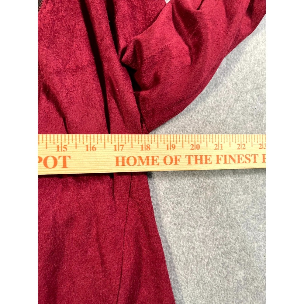 BLANKNYC Moto Jacket Womens XL Red Stretch Cowl Neck Asymmetric Zip Casual - Picture 3 of 8